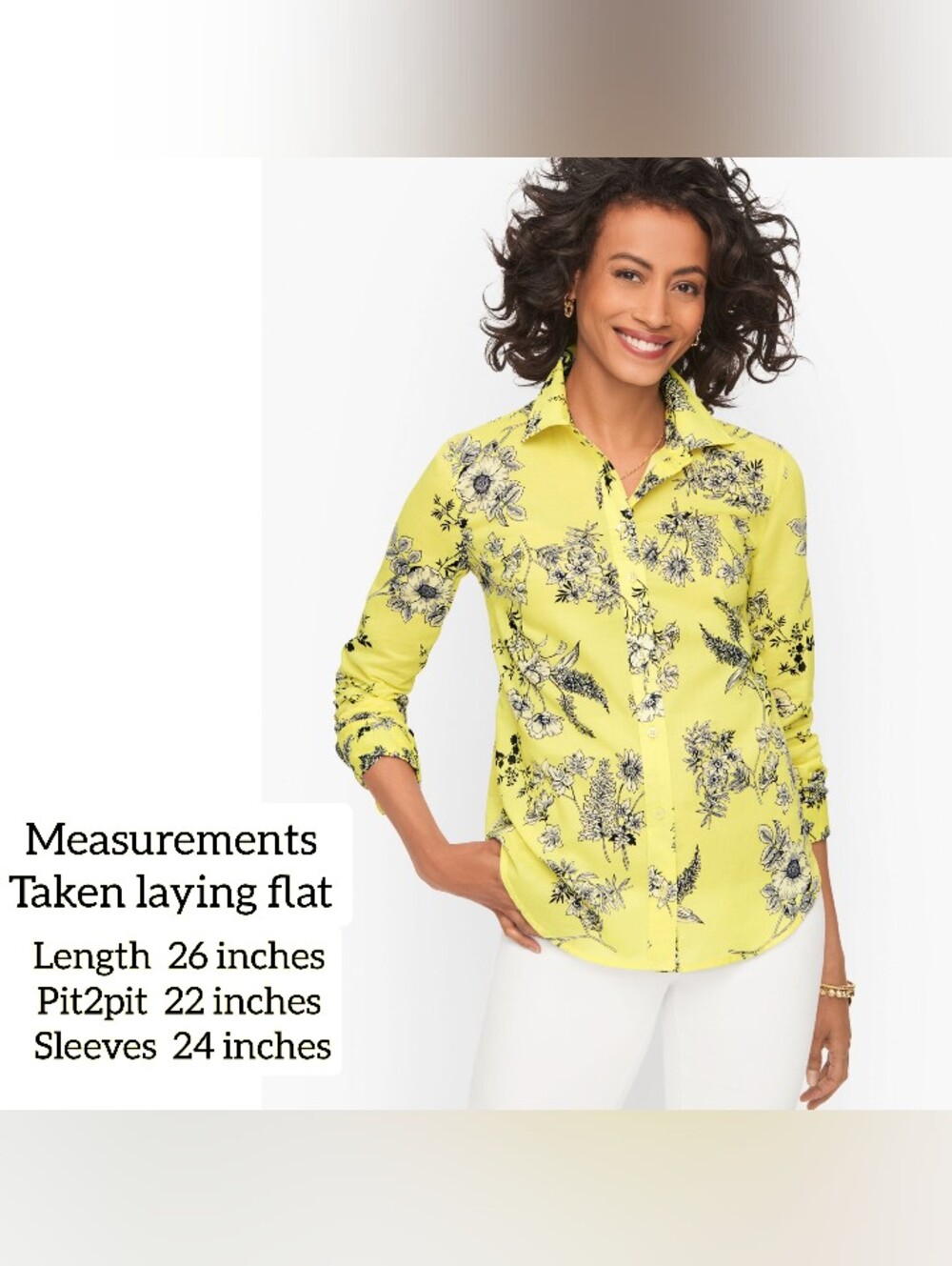 Talbots Yellow Floral Button-Down Shirt